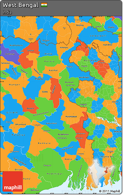 Political Simple Map of West Bengal