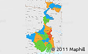 Political Simple Map of West Bengal, single color outside, borders and labels
