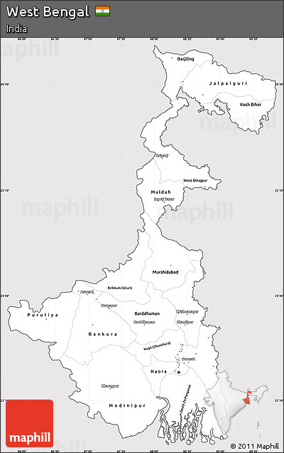 Silver Style Simple Map of West Bengal, cropped outside