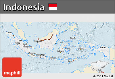 Classic Style 3D Map of Indonesia, single color outside