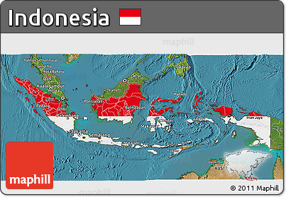 Flag 3D Map of Indonesia, satellite outside