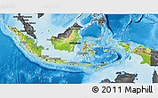 Physical 3D Map of Indonesia, darken, desaturated, land only