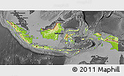 Physical 3D Map of Indonesia, darken, desaturated