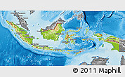 Physical 3D Map of Indonesia, desaturated, land only