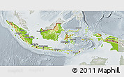 Physical 3D Map of Indonesia, lighten, semi-desaturated