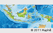 Physical 3D Map of Indonesia, political outside