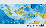 Physical 3D Map of Indonesia, political shades outside