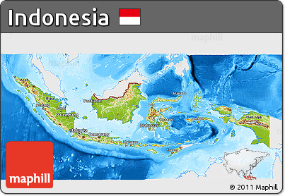 Physical 3D Map of Indonesia, single color outside, bathymetry sea