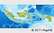 Physical 3D Map of Indonesia, single color outside, bathymetry sea