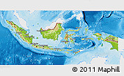 Physical 3D Map of Indonesia, single color outside, bathymetry sea, shaded relief sea