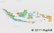 Political 3D Map of Indonesia, cropped outside