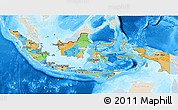 Political 3D Map of Indonesia, lighten, land only