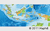 Political 3D Map of Indonesia, physical outside