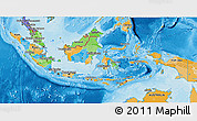 Political 3D Map of Indonesia, political shades outside