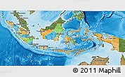 Political 3D Map of Indonesia, satellite outside, bathymetry sea