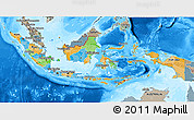 Political 3D Map of Indonesia, semi-desaturated, land only