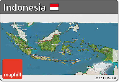 Satellite 3D Map of Indonesia, lighten, land only