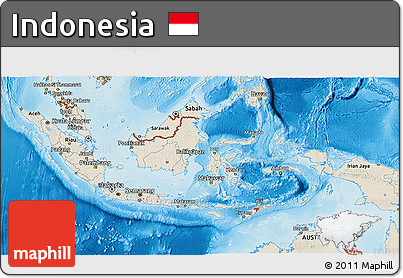 Shaded Relief 3D Map of Indonesia