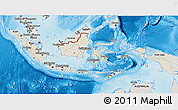 Shaded Relief 3D Map of Indonesia, semi-desaturated, land only