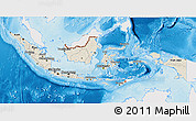 Shaded Relief 3D Map of Indonesia, single color outside