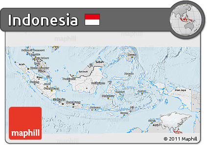 Silver Style 3D Map of Indonesia