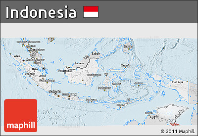Silver Style 3D Map of Indonesia