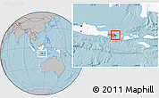 Gray Location Map of Kab. Karang Asem, highlighted country, highlighted parent region, hill shading