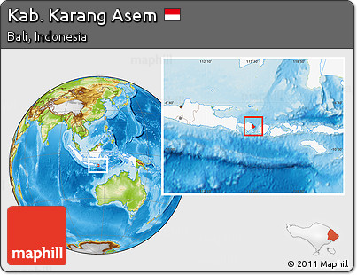 Physical Location Map of Kab. Karang Asem, highlighted country