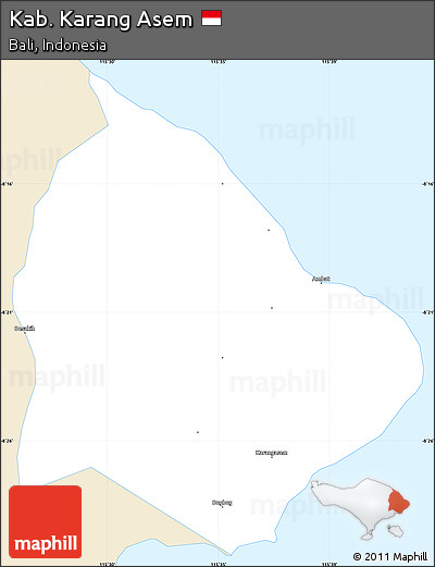 Classic Style Simple Map of Kab. Karang Asem, single color outside