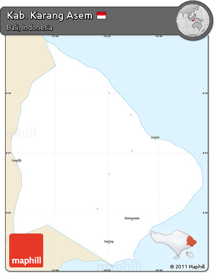 Classic Style Simple Map of Kab. Karang Asem, single color outside
