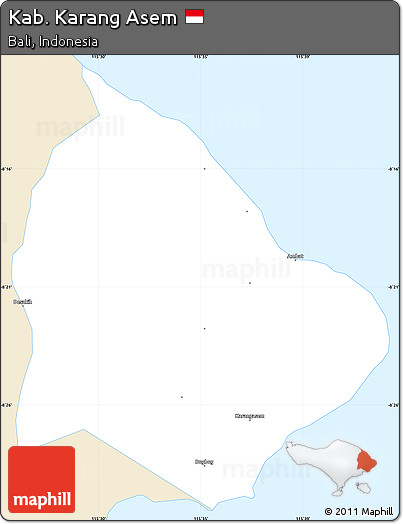 Classic Style Simple Map of Kab. Karang Asem, single color outside
