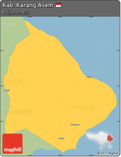 Savanna Style Simple Map of Kab. Karang Asem, single color outside