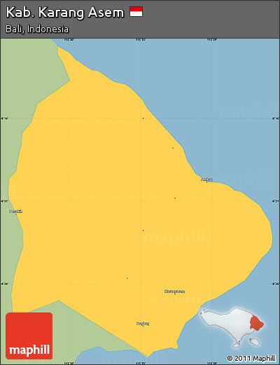 Savanna Style Simple Map of Kab. Karang Asem, single color outside