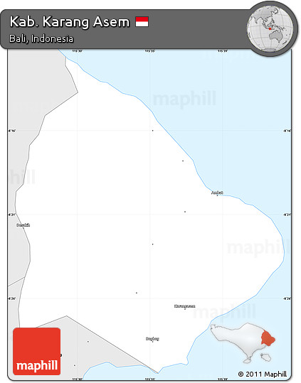 Silver Style Simple Map of Kab. Karang Asem