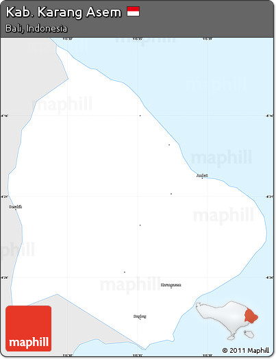 Silver Style Simple Map of Kab. Karang Asem, single color outside