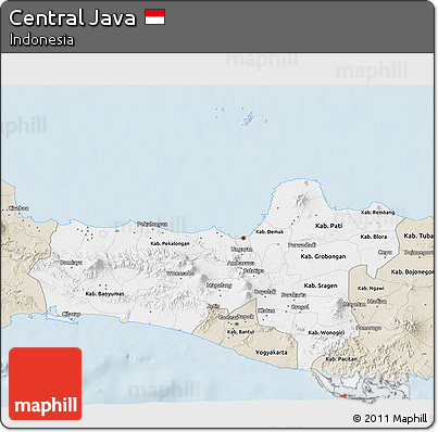 Classic Style 3D Map of Central Java