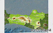 Physical 3D Map of Central Java, darken