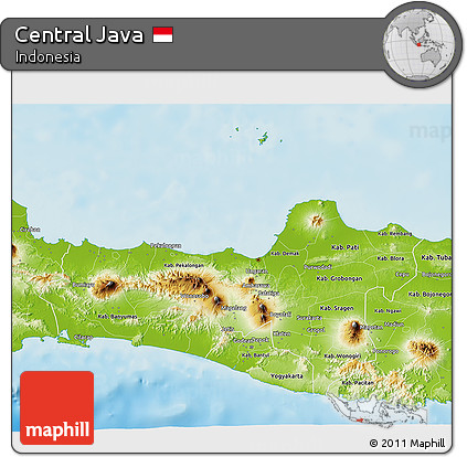 Physical 3D Map of Central Java