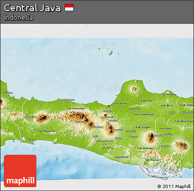 Physical 3D Map of Central Java