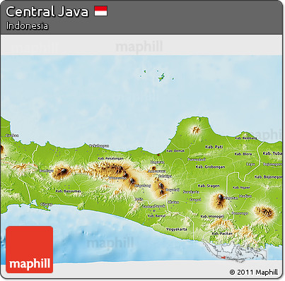 Physical 3D Map of Central Java