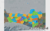 Political 3D Map of Central Java, darken, semi-desaturated