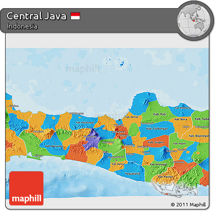 Political 3D Map of Central Java