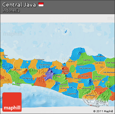 Political 3D Map of Central Java
