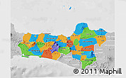 Political 3D Map of Central Java, lighten, desaturated
