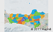 Political 3D Map of Central Java, lighten, semi-desaturated