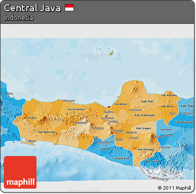 Political Shades 3D Map of Central Java