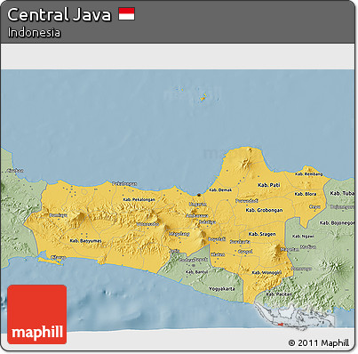 Savanna Style 3D Map of Central Java