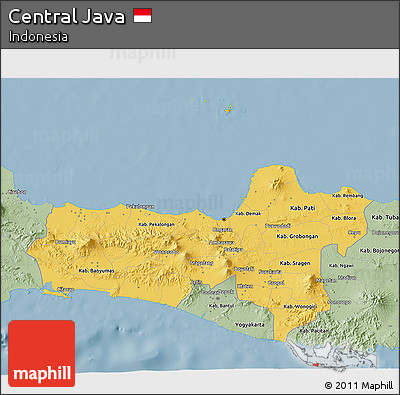 Savanna Style 3D Map of Central Java