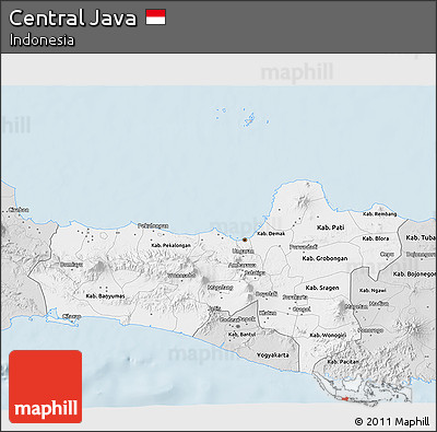 Silver Style 3D Map of Central Java