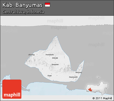 Gray 3D Map of Kab. Banyumas, single color outside